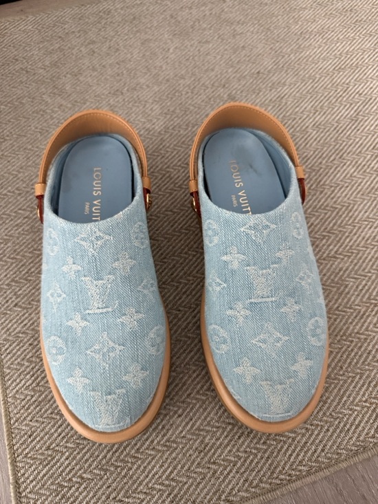 Louis Vuitton Shoes - Louis Vuitton Light Blue Denim Monogram Slip-On Loafers